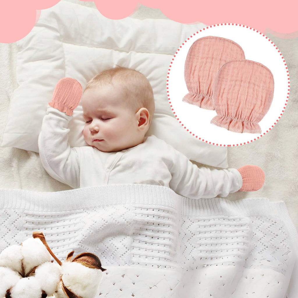 Muslin Baby Mittens, 8-36 Pair Cute Color 8 Pairs