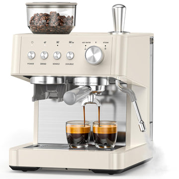 15 Bar Espresso Machine with Built-in Anti-Clog Coffee Grinder, Expresso Coffee Machines with Milk
