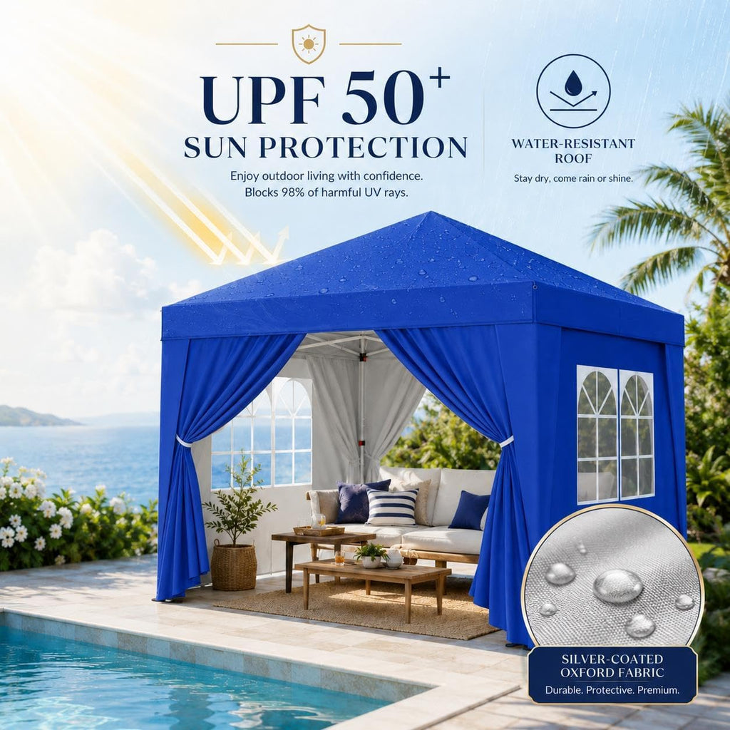 10x10 Pop Up Canopy with 4 Removable Sidewalls, Portable Enclosed Instant Tent, Waterproof Outdoor Tent
