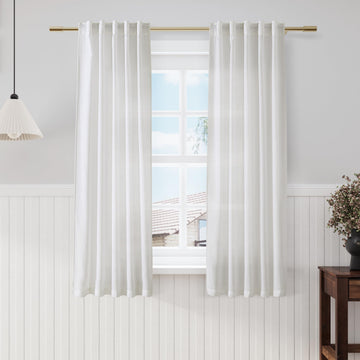 Off White Linen Curtains 63 inches Long Back Tab Sheer White Curtains Narrow Mini Skinny Door Decor Cotton Textured