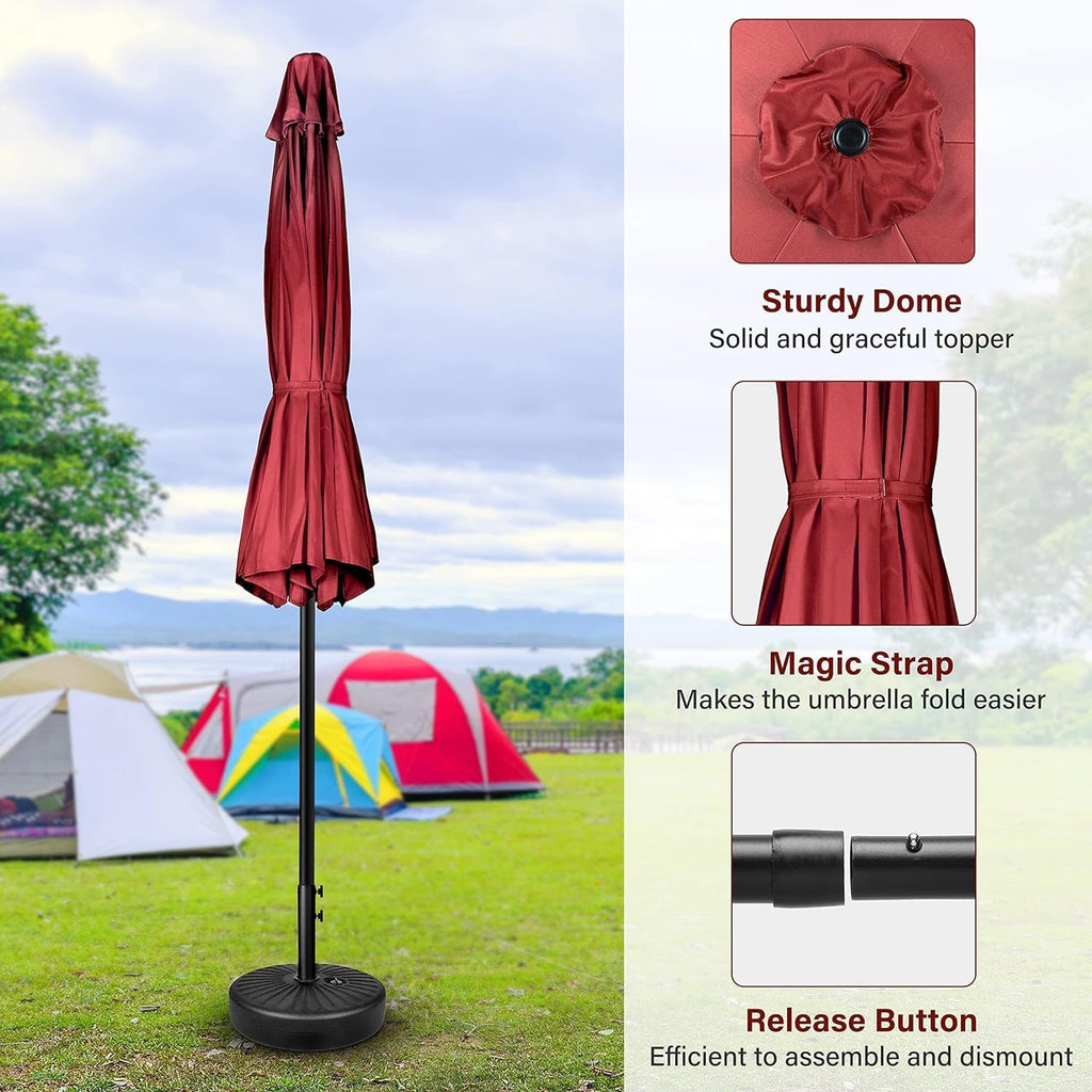 9' Patio Umbrella Outdoor Table Market Yard Umbrella with Push Button Tilt/Crank - Red