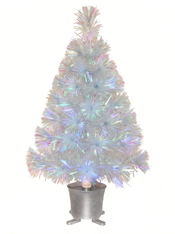 24 inch Iridescent Pre-lit Small Fiber Optic Christmas Tree
