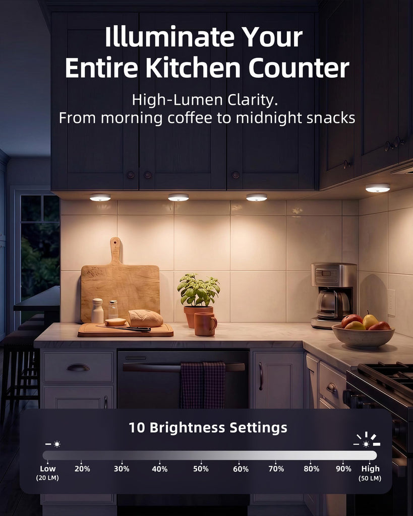 RGB Under Cabinet Puck Lights with Remote, Motion Sensor Lights