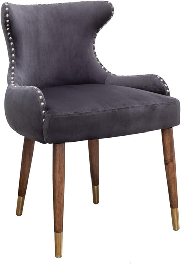 Lindale Contemporary Velvet Upholstered Nailhead Trim Accent Chair, Gray