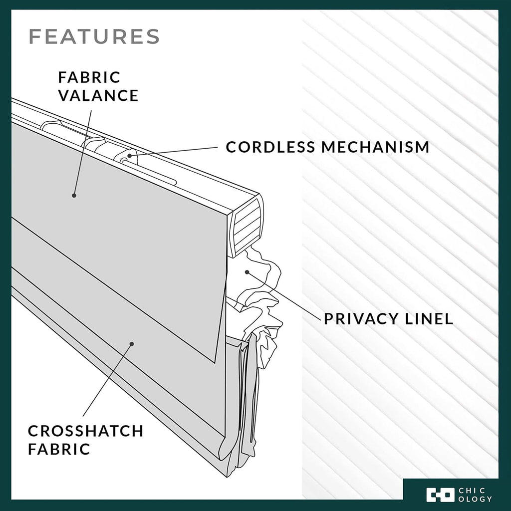 Cordless Roman Window Shade, Belgian Flax| Cordless Child-Safe, Room Darkening UV, Inside/Outside Mount