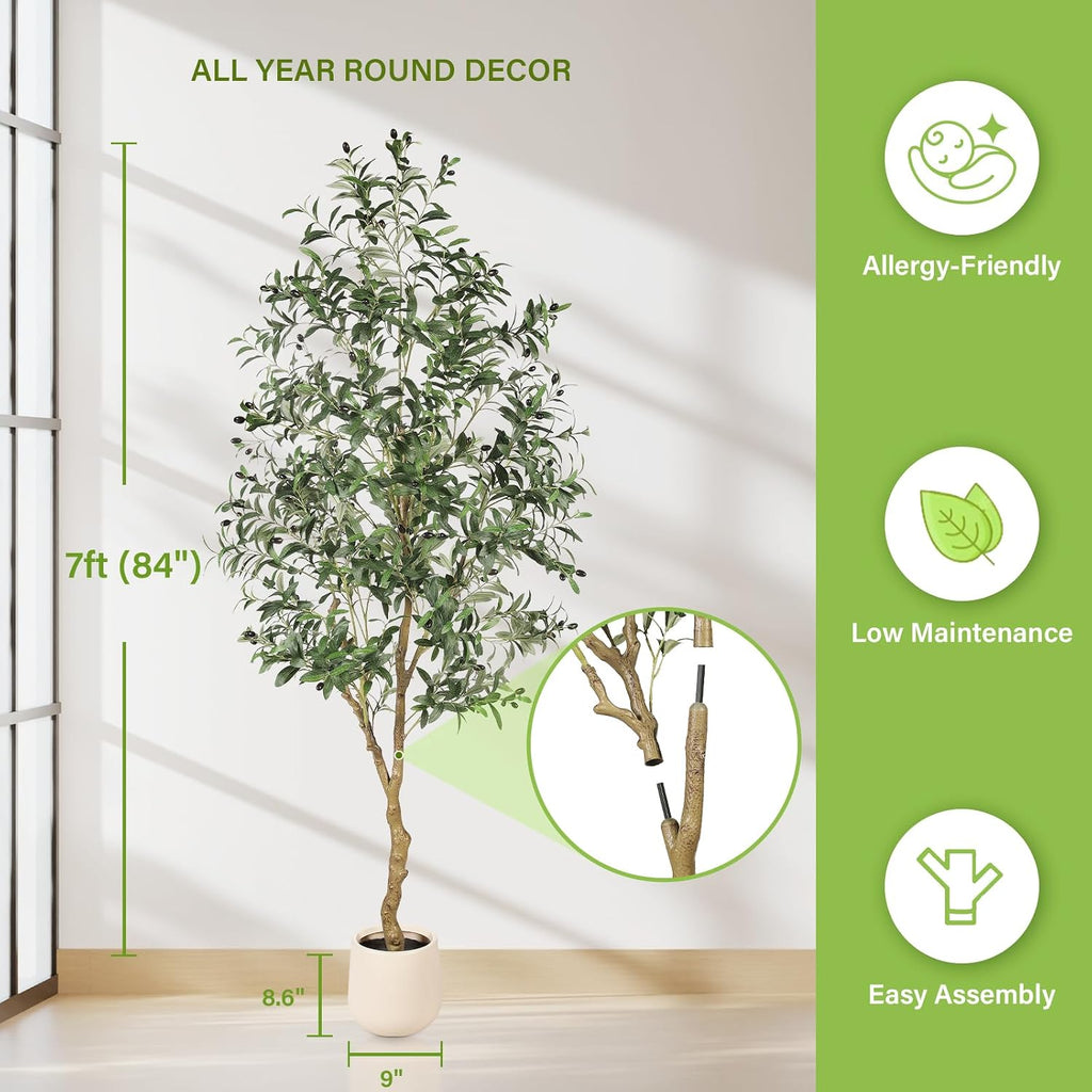 7ft Olive Trees Artificial Indoor with Planter Decor