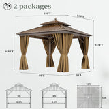 10x10ft Hardtop Gazebo with Nettings and Curtains