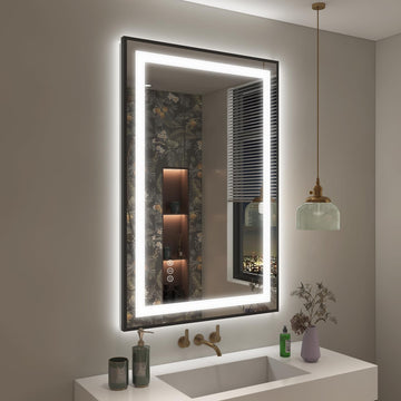 24x36 Black LED Mirror, Lighted Bathroom Mirror with Lights, Frontlit & Backlit Lighted Vanity Mirror, Anti-Fog