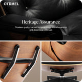Mid-Century Modern Lounge Chair & Ottoman — Premium Top-Grain Leather, Walnut Base, Extended Chaise