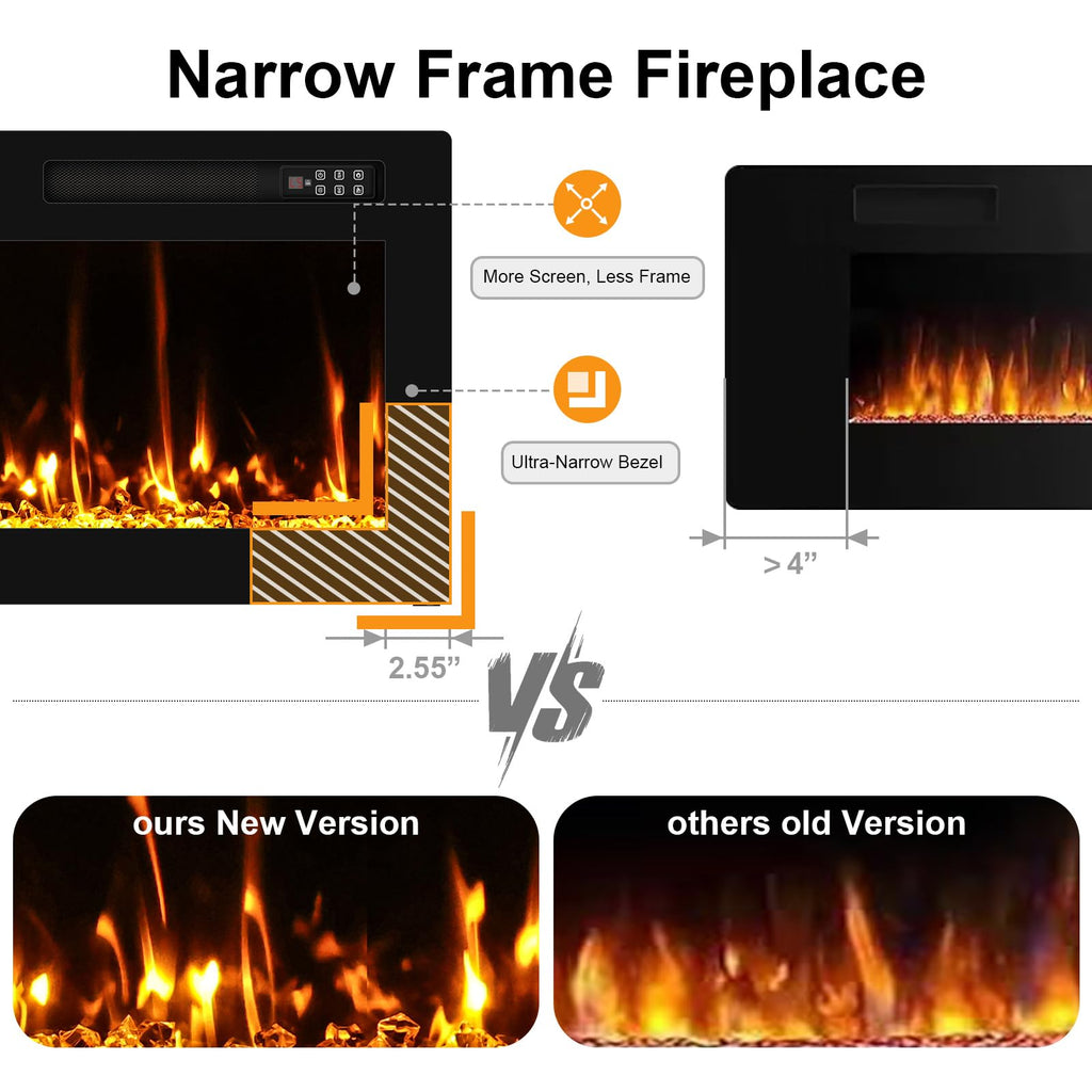72 inch Wide Screen Electric Fireplace-Wall Fireplace -Fireplace Inserts/Wall Mounted with Remote Control, Timer