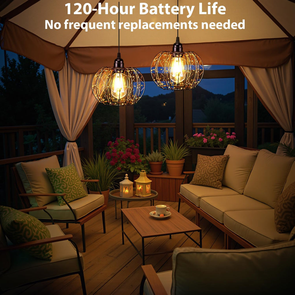 Battery Operated Hanging Outdoor Chandelier, Battery Operate - Image 6