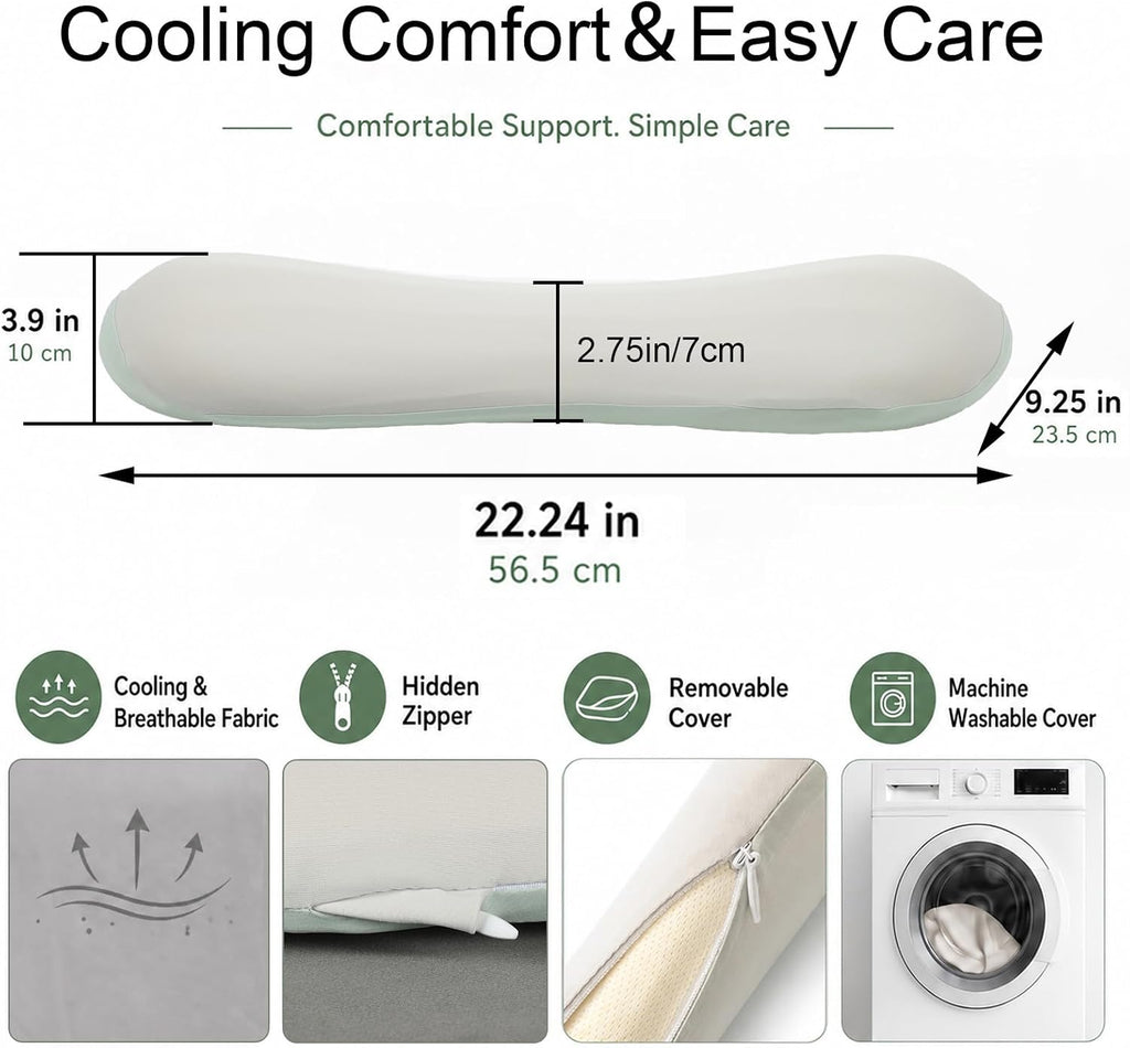 Lumbar Support Pillow for Bed, Memory Foam Lower Back Pillow for Sleeping