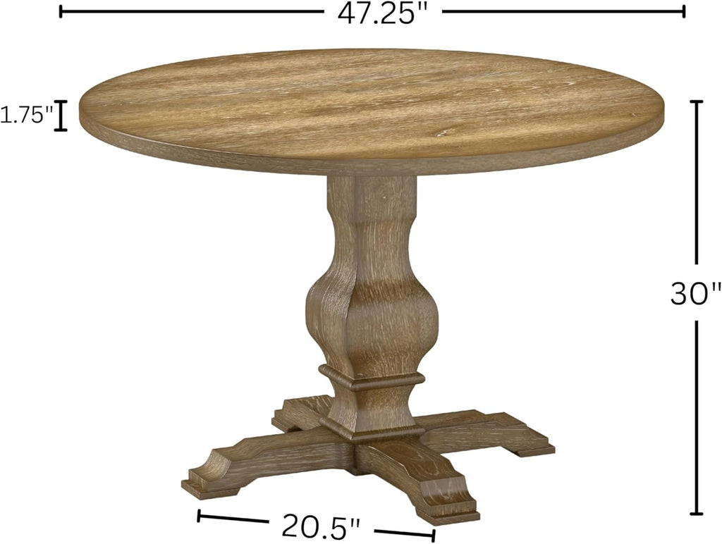 Havre Pedestal Base Round Dining Table, Oak