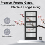 30" x 84" 5-Lites Frosted Glass Sliding Barn Door and Hardware Kit Included & 6FT Track & Handle, Ea