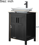 UEV Black 24" Bathroom Vanity with Sink Combo,Modern Freestanding Sink Cabinet,Stylish Bathroom Vanity Cabinet,Grooved