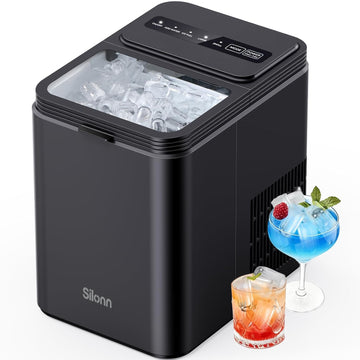 Ice Maker Countertop, 8 Ice Cubes in 6 Mins, 26.5 lbs/24H, 2 Bullet Ice Sizes, Self-Cleaning Bullet Ice Maker