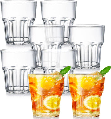 8 Pack Clear Plastic Tumblers Cups, 8 Oz BPA-Free Reusable Drinking Water Cup, Small Mini Stackable Juice Cup