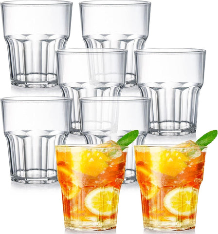 8 Pack Clear Plastic Tumblers Cups, 8 Oz BPA-Free Reusable Drinking Water Cup, Small Mini Stackable Juice Cup