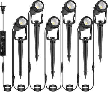 Low Voltage Landscape Lighting, 6 Pack Outdoor Spot Lights with Transformers, 12V Warm White Landscape Spotlights