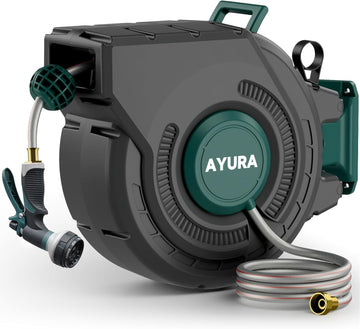 Retractable Garden Hose Reel 1/2 Inch x 100 ft,Automatic Slow Rewind System | Heavy Duty Automatic Garden Hose Reels