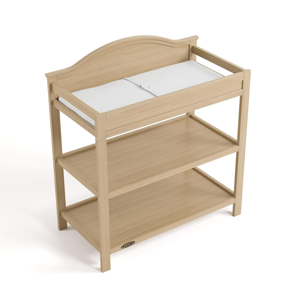 Changing Table with Water-Resistant Pad, Driftwood | GREENGUARD Gold Certified Baby Changing Station with