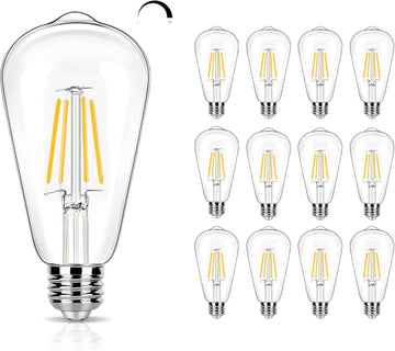 12 Pack Dimmable LED Edison Bulbs 40W Equivalent, 4W ST19, 3000K