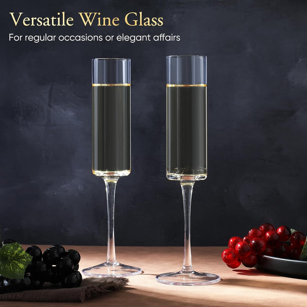 Champagne Flutes Set of 6 Hand Blown Elegant Champagne Glasses With Long Stem Elegant Sparkling Wine Stemware 6.5oz