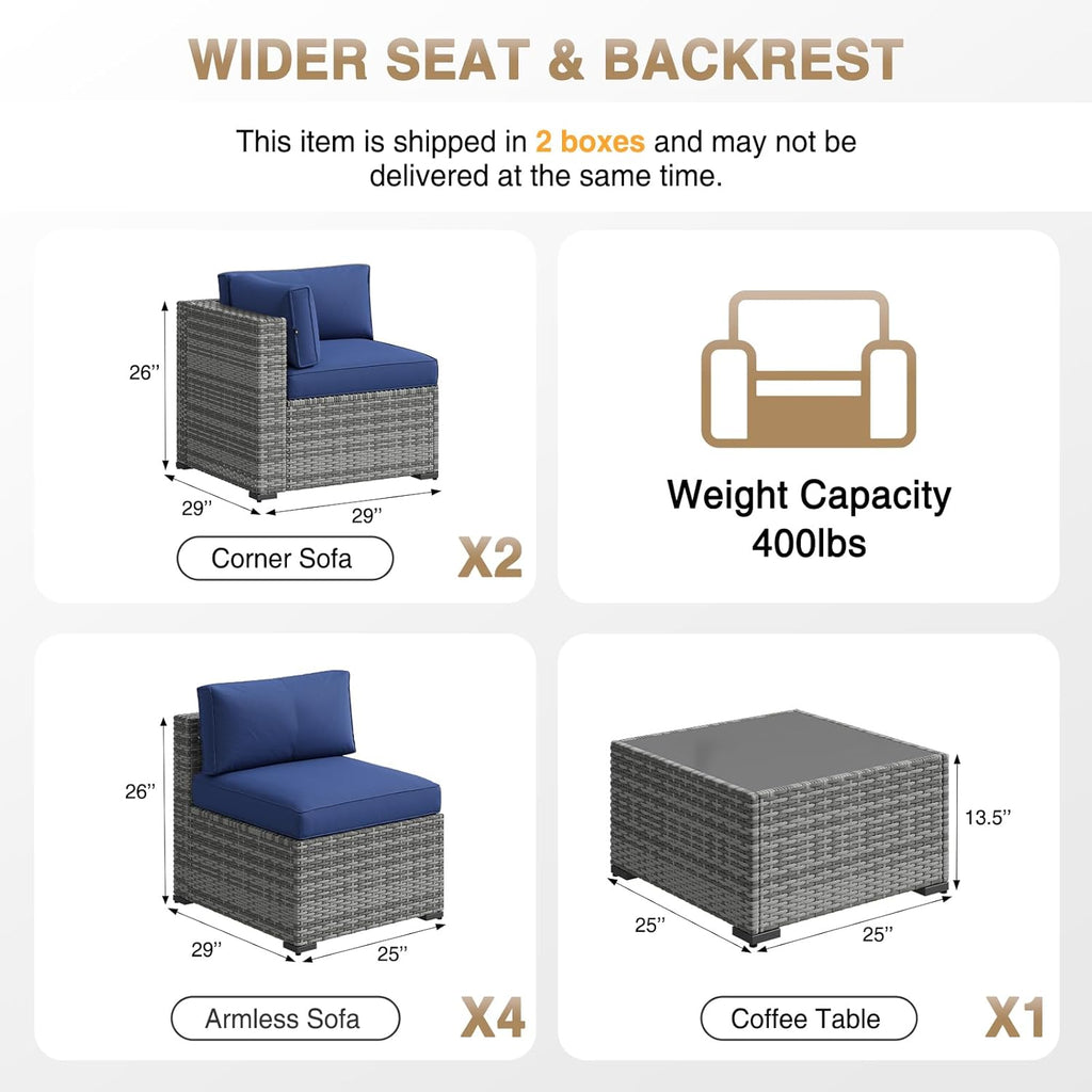 Patio Furniture Sets, 7-Piece Outdoor Patio Furniture with Thick Cushions