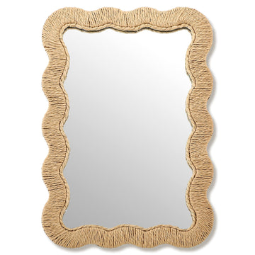 Boho Rattan Mirror, Rectangle, 10.4 x 15.8 in