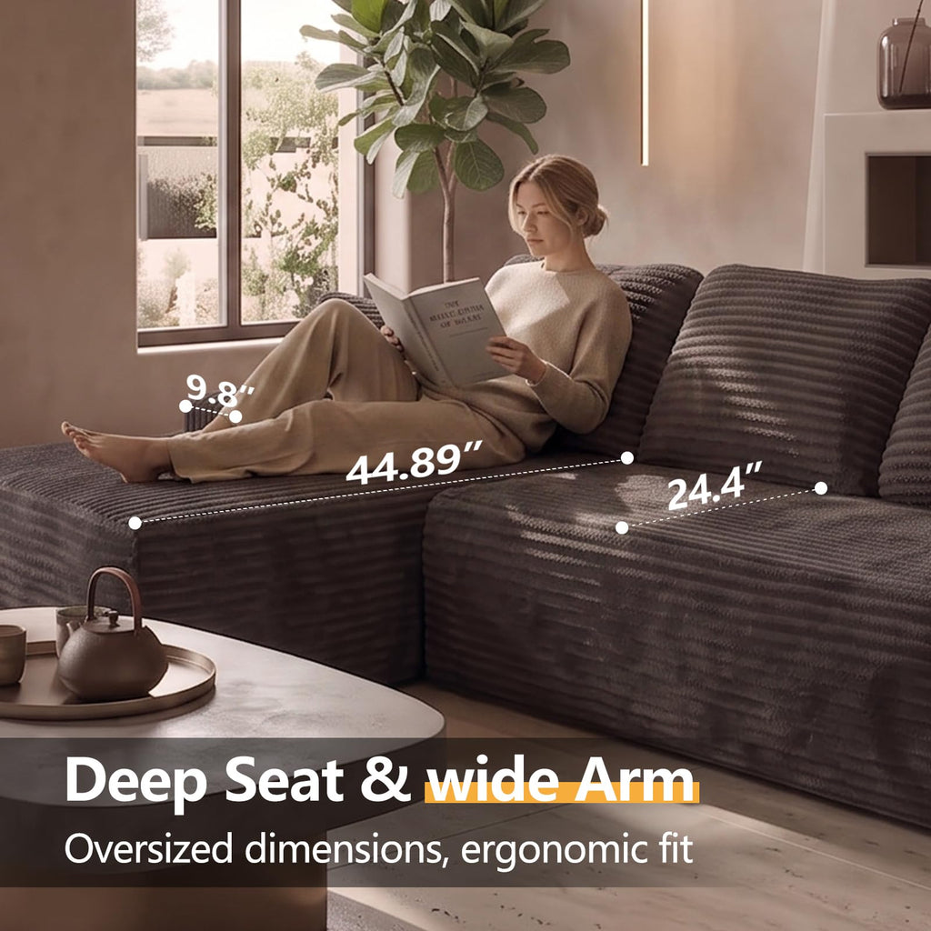 Modular Boneless L Shaped Sectional Couch, Cloud Style Sofa with Deep Seat Cushions, Sofa, Easy Assembly Couch in a