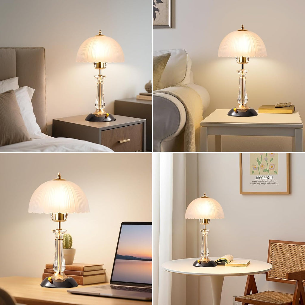 Crystal Table Lamp,Dimmable Bedside Lamp with ON/Off Switch Modern Glass Lamps Bedroom Living Room Decor (1PACK)