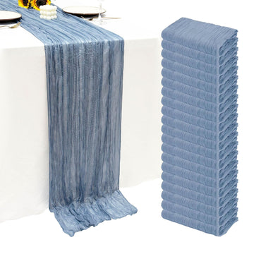 20Pack Dusty Blue Cheesecloth Table Runner 10Ft Gauze Table Runner