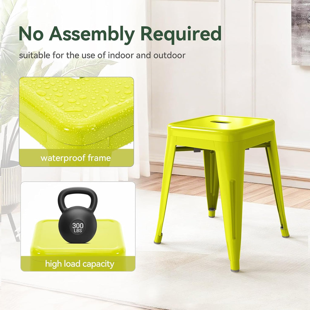 18 inch Industrial Metal Bar Stools, Counter Height Industrial Stools, Stackable Backless Design Island, Bar & Patio