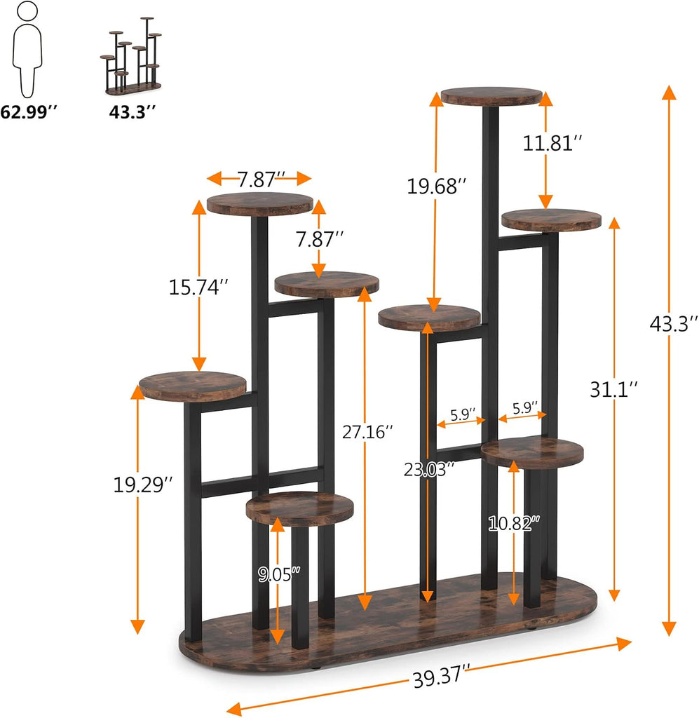 Multi-Tiered 11 Potted Plant Stand Indoor Tall Plant Shelf Flower Stands Plant Rack for Garden Balcony Living Room