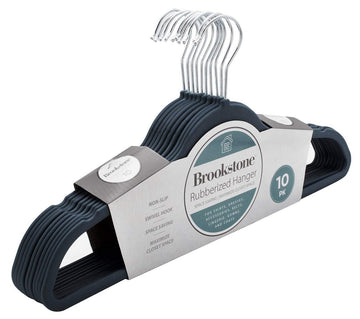 10 Pack [Non-Slip] High Grade Rubber Coated Plastic Hangers, Ultra Slim Lightweight Design, Heavy-Duty, Won't Stain