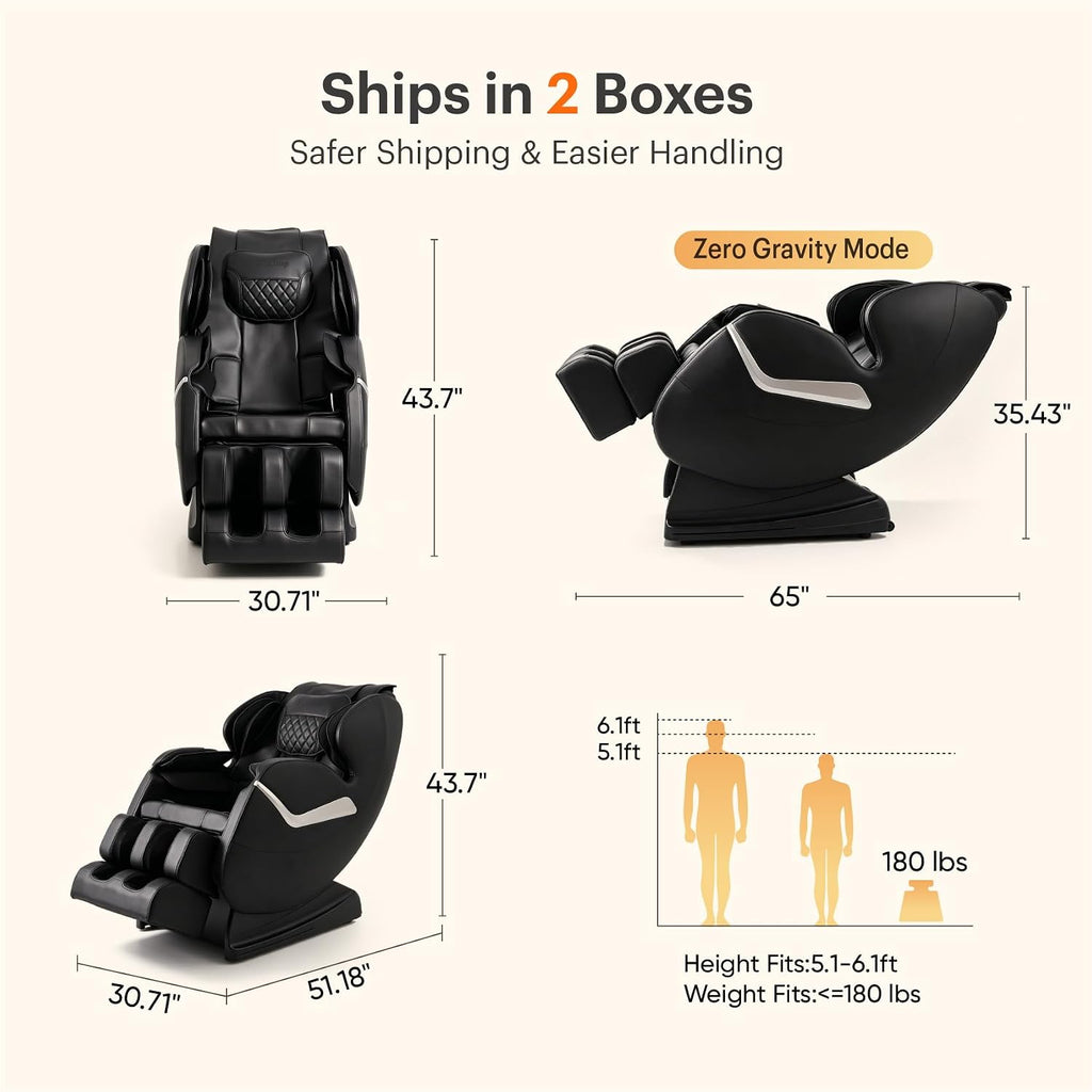 Massage Chair Full Body, Zero Gravity Shiatsu Massage Chairs with 8-Point Fixed Nodes, Waist Heating, Foot Massage