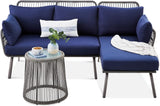 Best Choice Products Outdoor Rope Woven Sectional Patio Furniture L-Shaped Conversation Sofa Set for Backyard