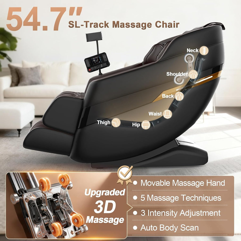 3D Massage Chair Full Body SL-Track, Body Scan, Shiatsu Recliner | Voice Control, Zero Gravity, 22 Programs, 16