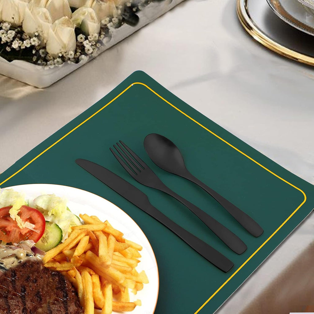 40-Piece Silverware Set, Matte Black Silverware Set for 8, Stainless Steel Flatware