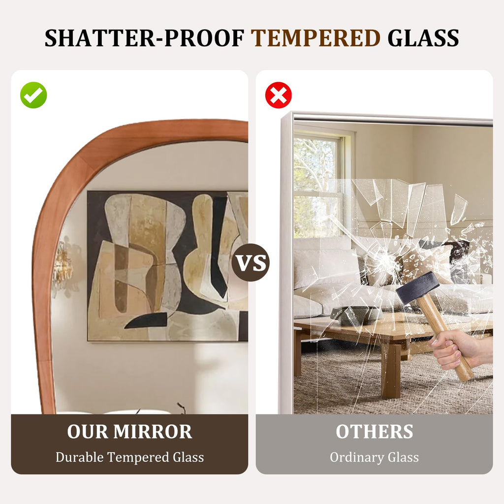 Asymmetrical Mirror, Irregular Mirror Full Length, Boho Wall Mirrors Decorative Living Room Entryway Hall, Mid