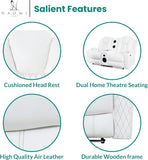 Naomi Home Chicago Deluxe Theater Style Motion Loveseat with LED Lights White/Air Leather