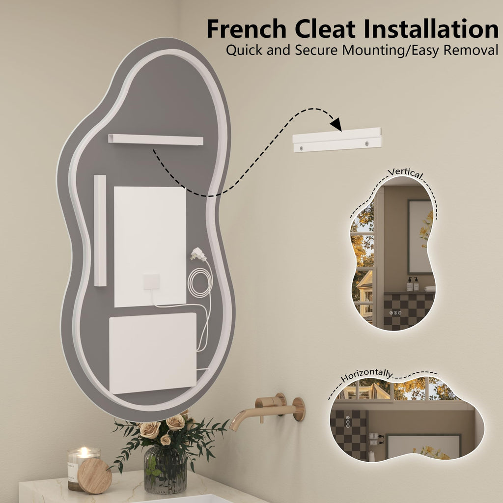 48x26 Inch Irregular LED Backlit Bathroom Mirror