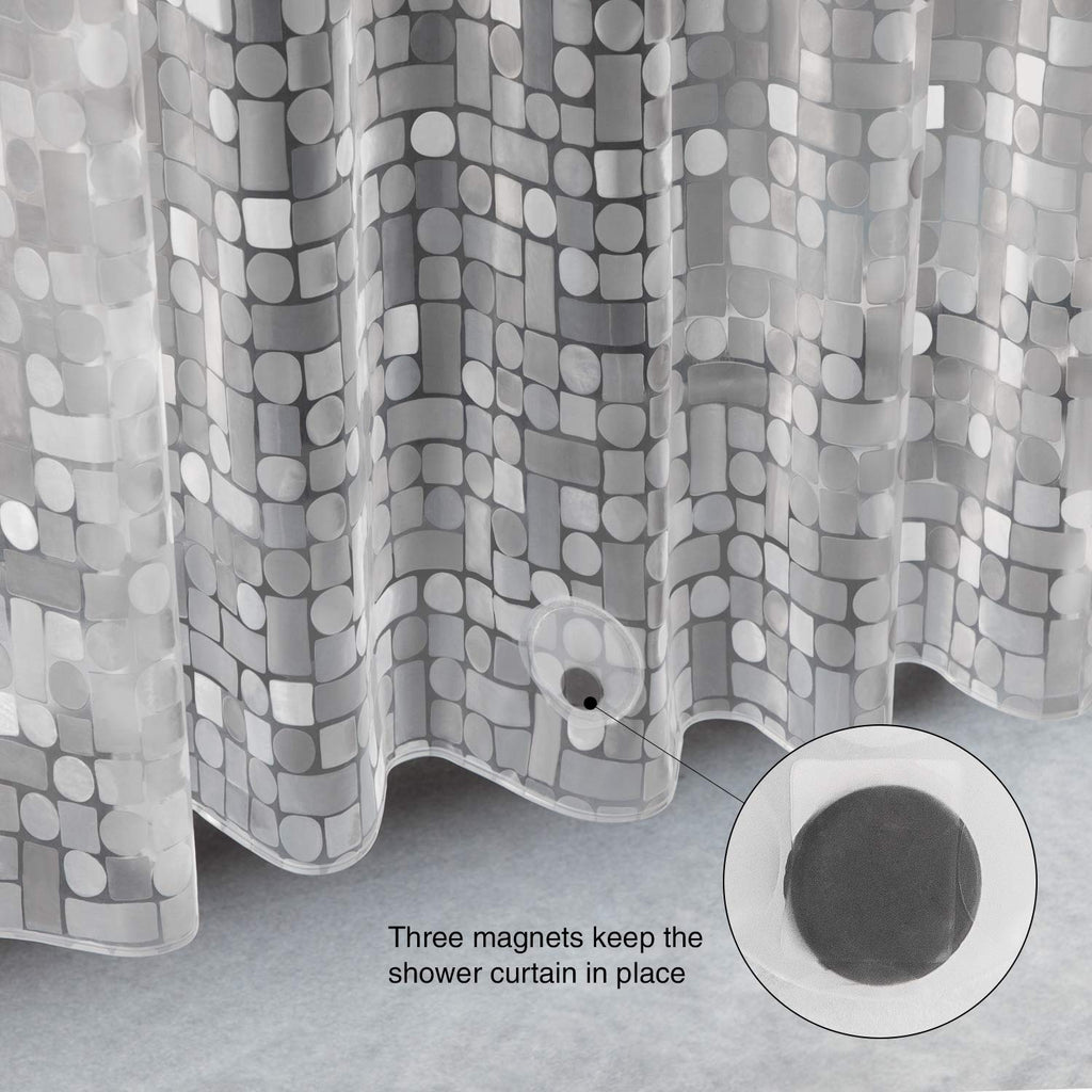 Shower Curtain Liner Waterproof, Clear 3D Geometric Patterns Heavy Duty Shower Liner with Magnets Shower Stall