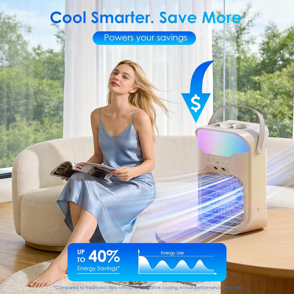Portable Air Conditioners, Air Conditioner, Dual Nozzle AC Unit with Remote Control, 1600ML Tank, 3 Speeds