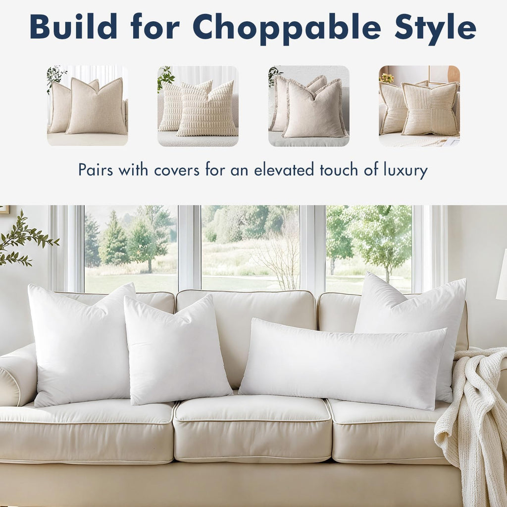 18x18 Pillow Inserts Feather Down Throw Pillows - Set of 2