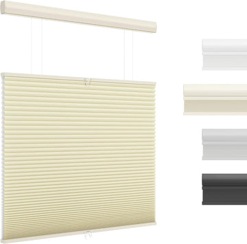 Top Down Bottom Up Cordless Cellular Shades, 18 5/8" W × 48" H, Beige