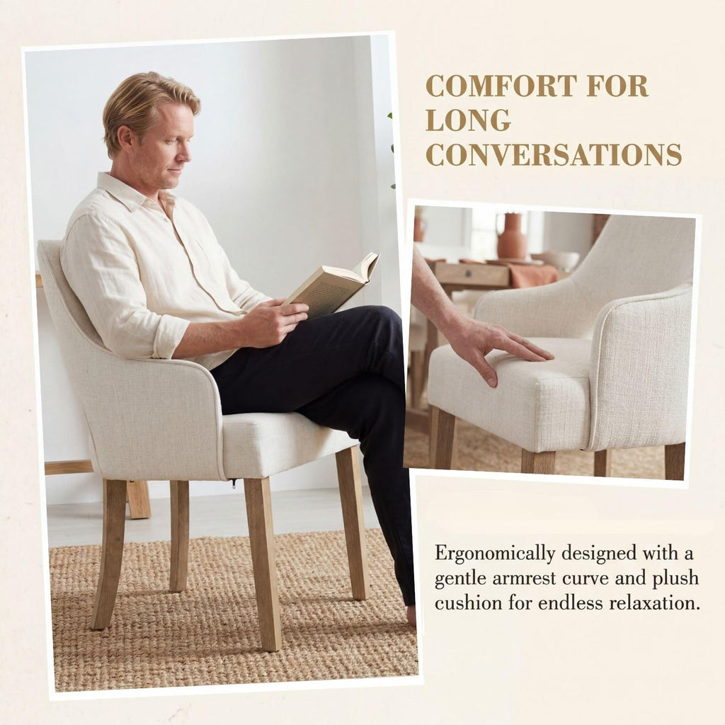 Linen Upholstered Set of 4 with Arms