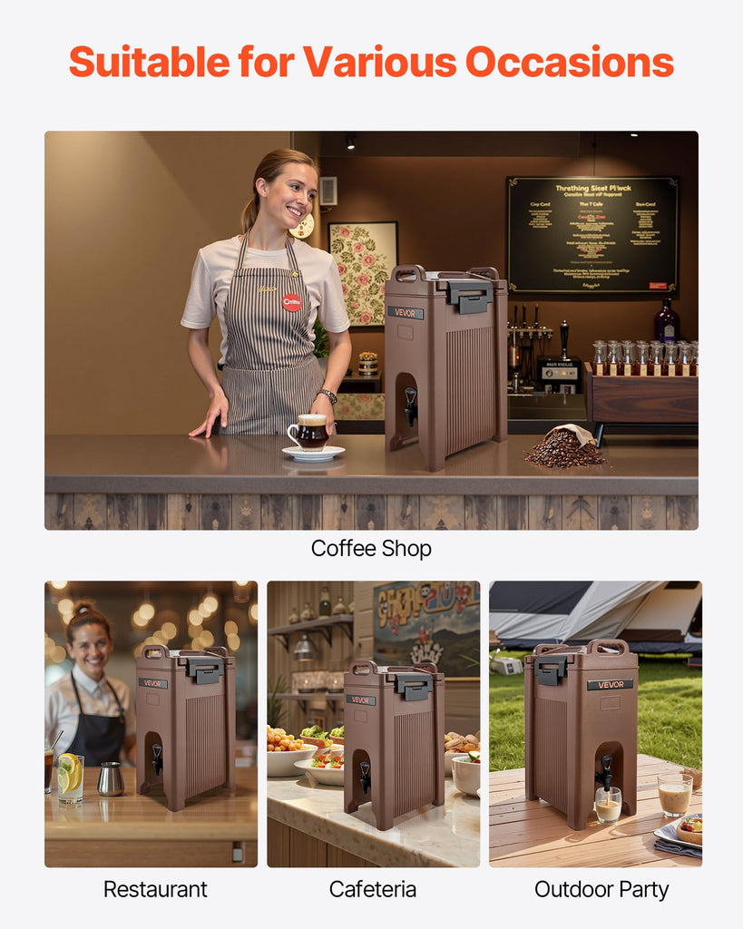 Insulated Beverage Dispenser, 5 Gal/19L Hot and Cold Beverage Server with Spigot & Handle, Food-Grade Thermal Drink