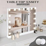 Vanity Mirror with Lights 22.8"x 18.1" Makeup Mirror with Lights and 15 Dimmable Bulbs,3 Colors Modes,Hollywood Mirror