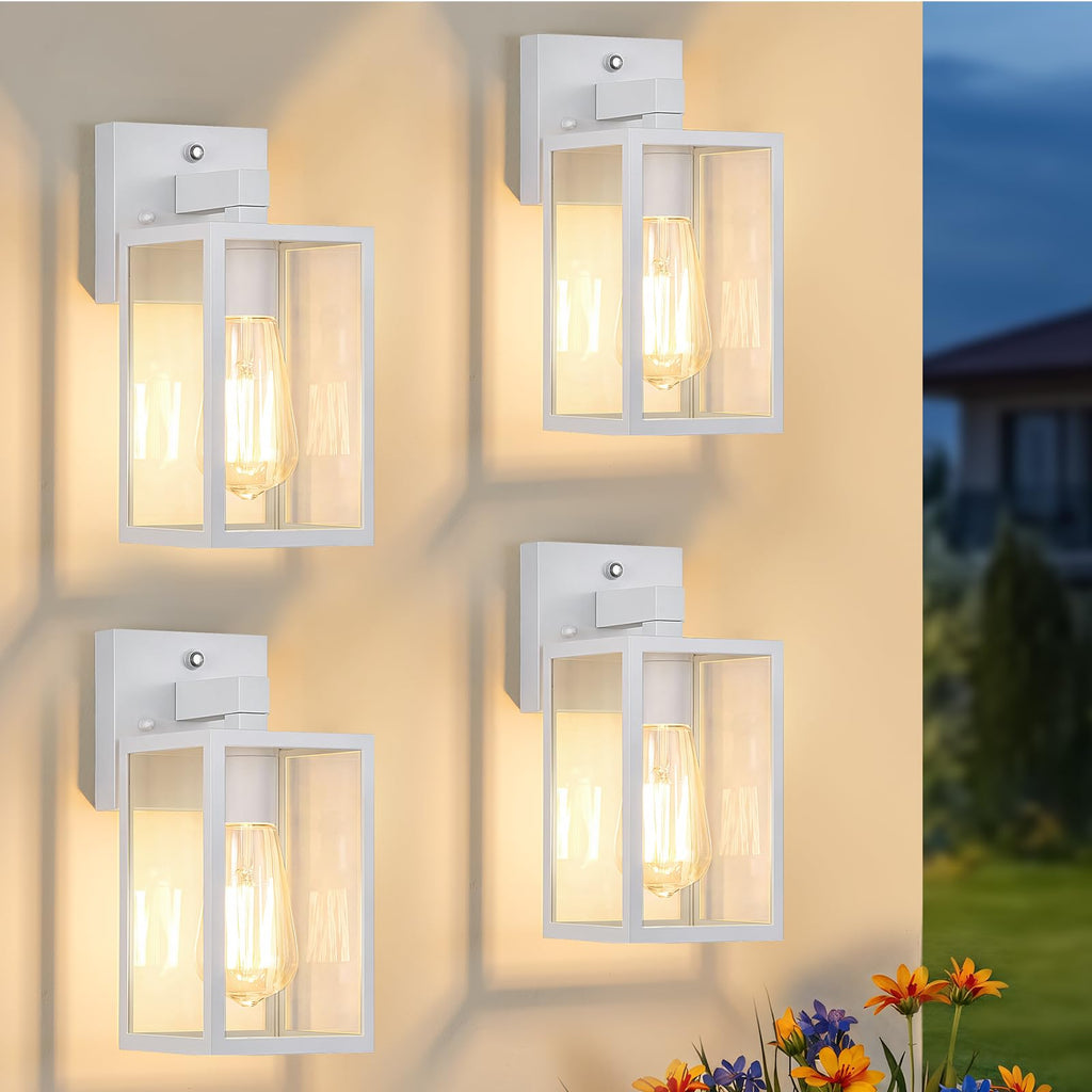 Plastic Dusk to Dawn Outdoor Wall Sconce White 4-Pack